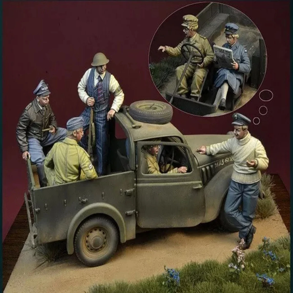 

1/35 Resin unpainted model kit, British soldier with German pilot POW (only 6 people without car), unassembled and unpainted GK