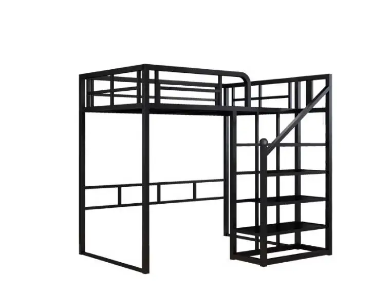 Wrought iron elevated bed sheet Upper Space saving Apartment Loft bed bed under table iron frame bed double bed