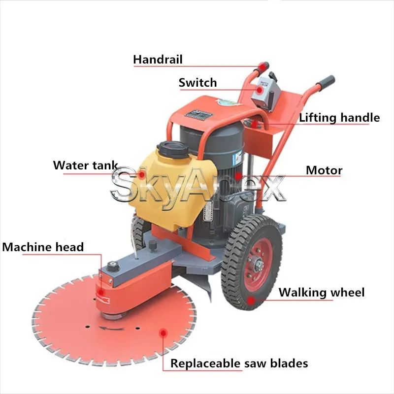 Hand Push Pile Cutting Machine Road Ground Pile Trimmer Height Adjustable High Speed Concrete Pile Head Cutter