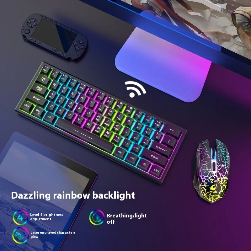 

ZIYOULANG T61 Charging Wireless Keyboard And Mouse Set 61 Key Light Wireless Gaming/home/office Keyboard And Mouse Set