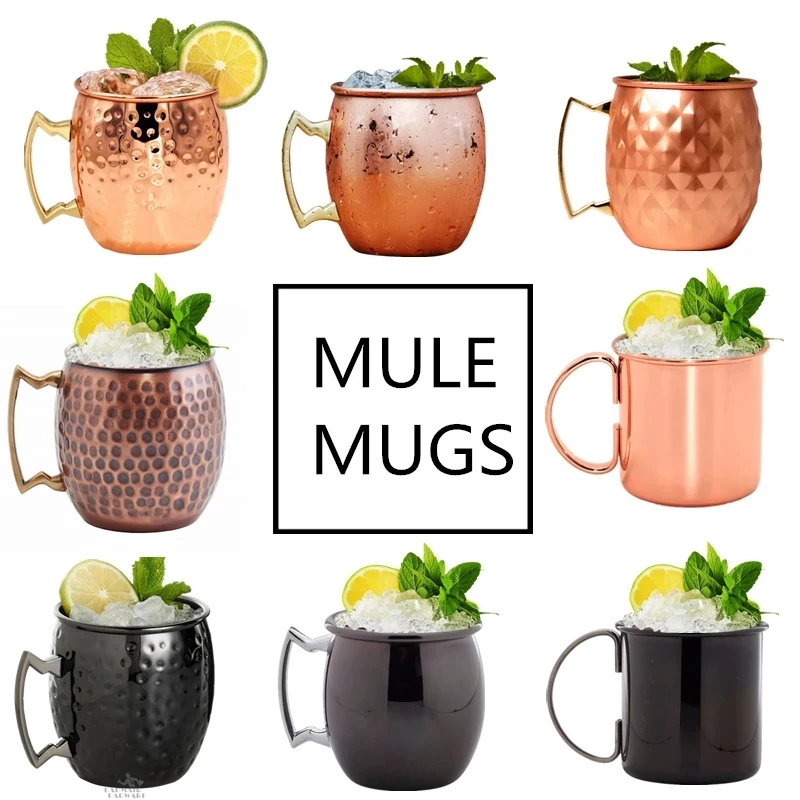 1pcs 550ml Moscow Mule Copper Mugs Metal Mug Cup Stainless Steel Beer Wine Coffee Cup Glass Drinkwares