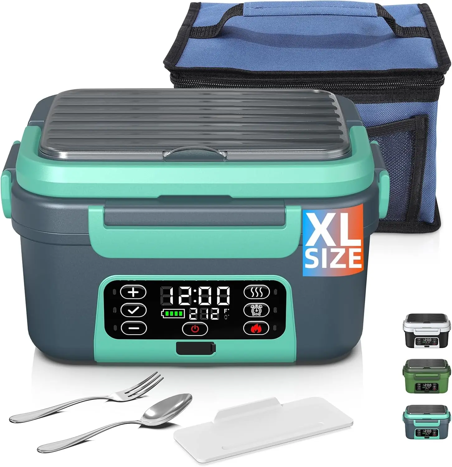 

Беспроводной электрический ланч-бокс с подогревом, объем 6,3 стакана (XL), с умным таймером и регулируемой температурой