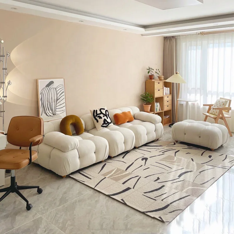 

l # Customized Design professional Luxury Modern White Faux Wool Lounge Furniture L Shape Sofa Corner Sofa Set