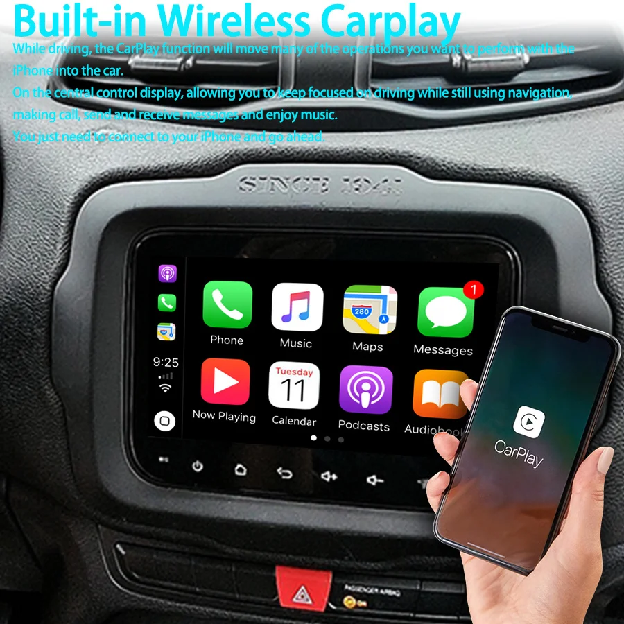 Android 13 Car Radio Stereo GPS For DODGE RAM 1500 2500 3500 JEEP RENEGADE COMPASS Multimedia Video Player QLED Screen 128GB