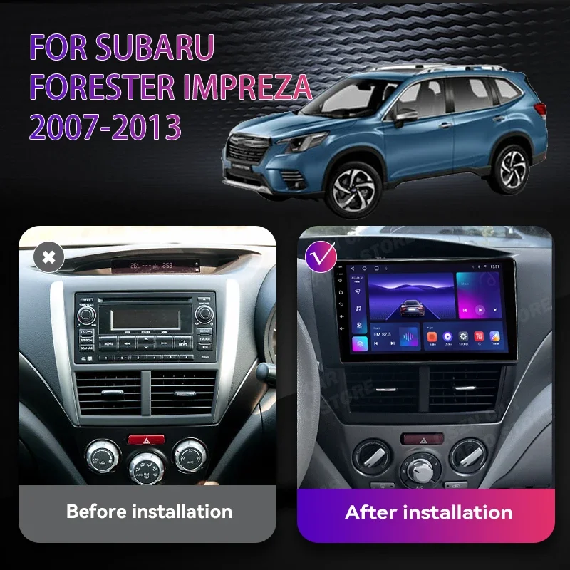 Android 12 Carplay Car Radio For Subaru Forester 3 SH Impreza GH GE 2007 - 2013 2 Din Multimedia Player Autoradio QLED Head Unit