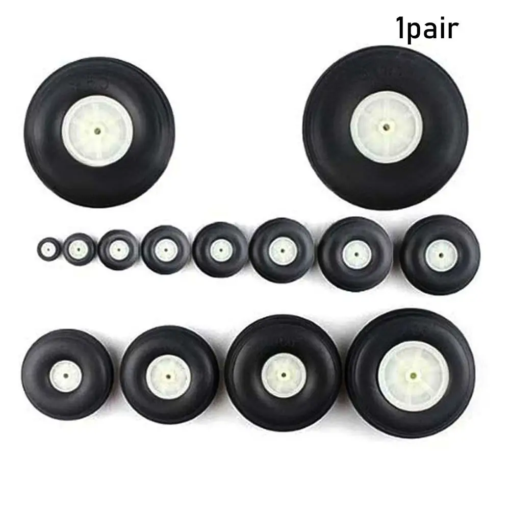 1 Pair Tail Wheel Black Rubber PU Plastic Hub RC Airplane Replacement Plane Toy Parts Toys Accessories