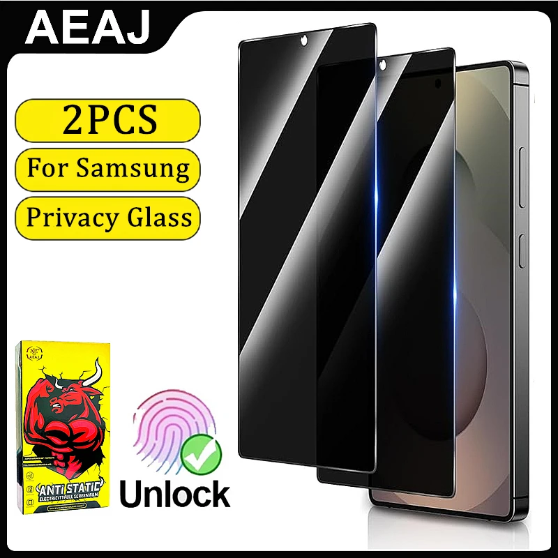 

AEAJ 2Pcs 28° Privacy Screen Protector for Samsung S25 S24 S23 S22 Plus S24 S25 Ultra Anti-spy Glass