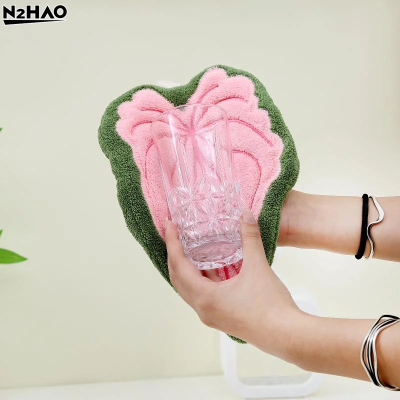 

Coral Fleece Leaf Wipe Hand Towel Coral Fluff Towel Kitchen Cleaning Household Absorbent Creative Hanging Bathroom Hand Towel