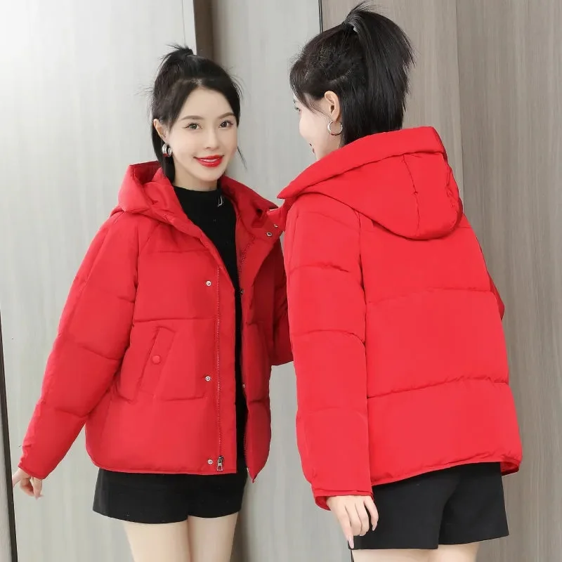 Winter Jacket Women Coat 2023 New Parkas Short Hooded Casual Overcoat Warm Cotton Padded Jacket Parka Female Jacket Outwear