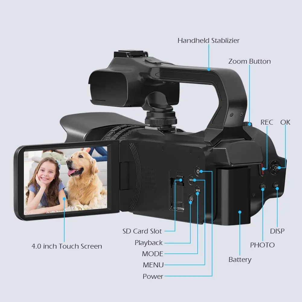 64MP Full HD 4K Live Streaming Video Camera Camcorder WIFI Vlogging For Tiktok Youtube 18X Zoom Rotate Touch Screen Recorder