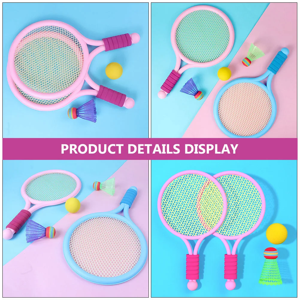 2pcs Badminton Racket Set for Kids Lightweight Plastic Toy Sports Equipment AntiSkid Handle Gift Promotes Coordination