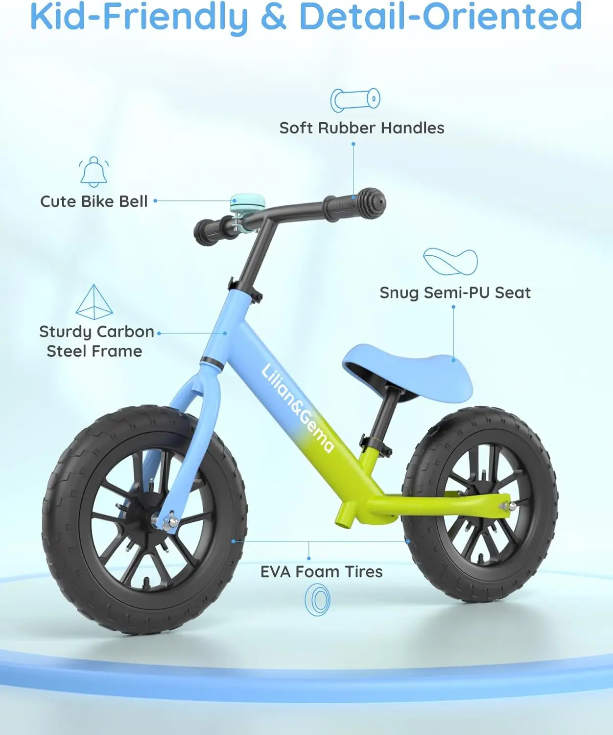 Loopfiets, loopfiets voor peuters met kleurrijke verlichting, peuterfietsen zonder pedaal met verstelbaar stuur en stoel