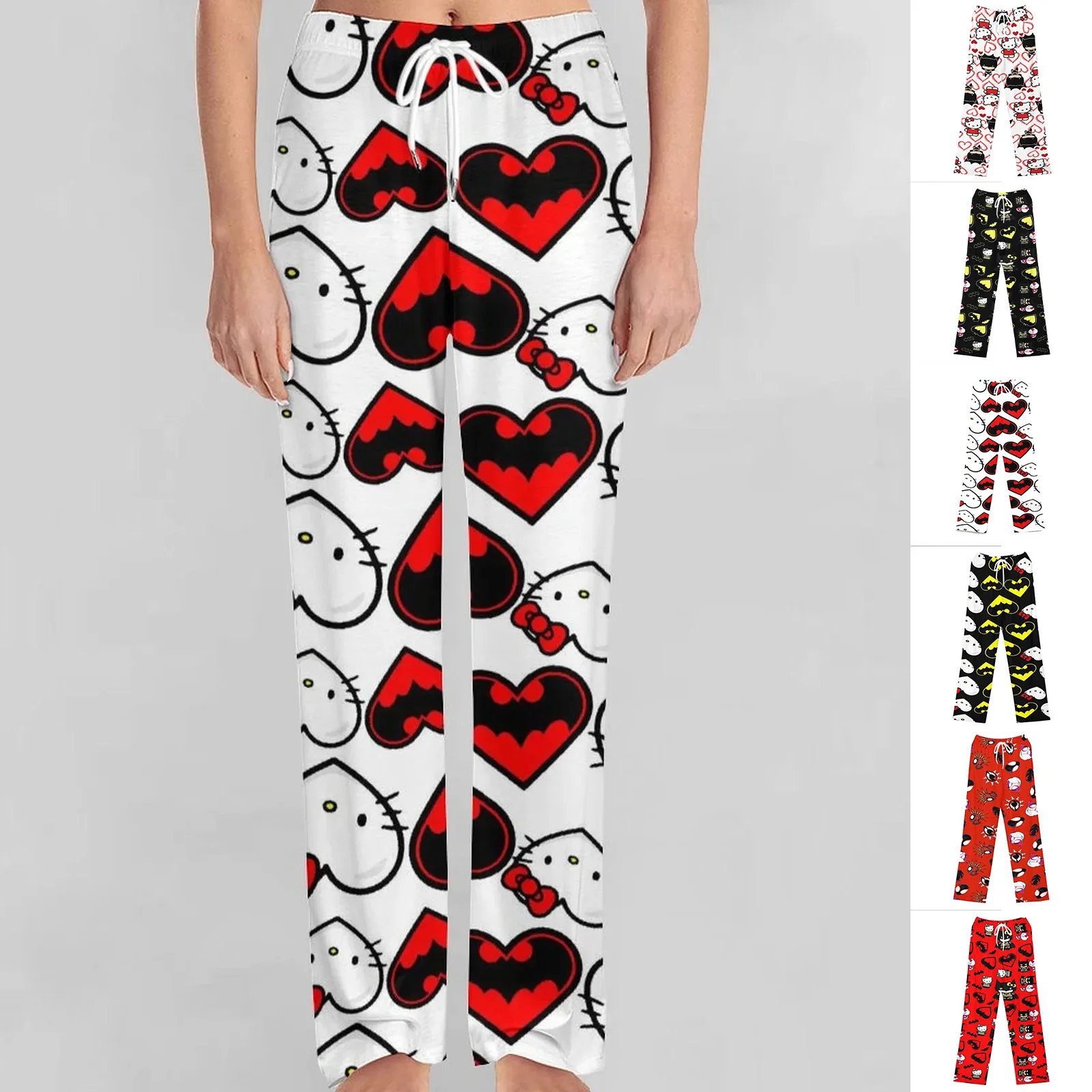 Anime Pajamas For Women Men Cartoon Unisex Couple All Over Print Bottoms Sleep Pajama Pants New Year Valentine Gifts