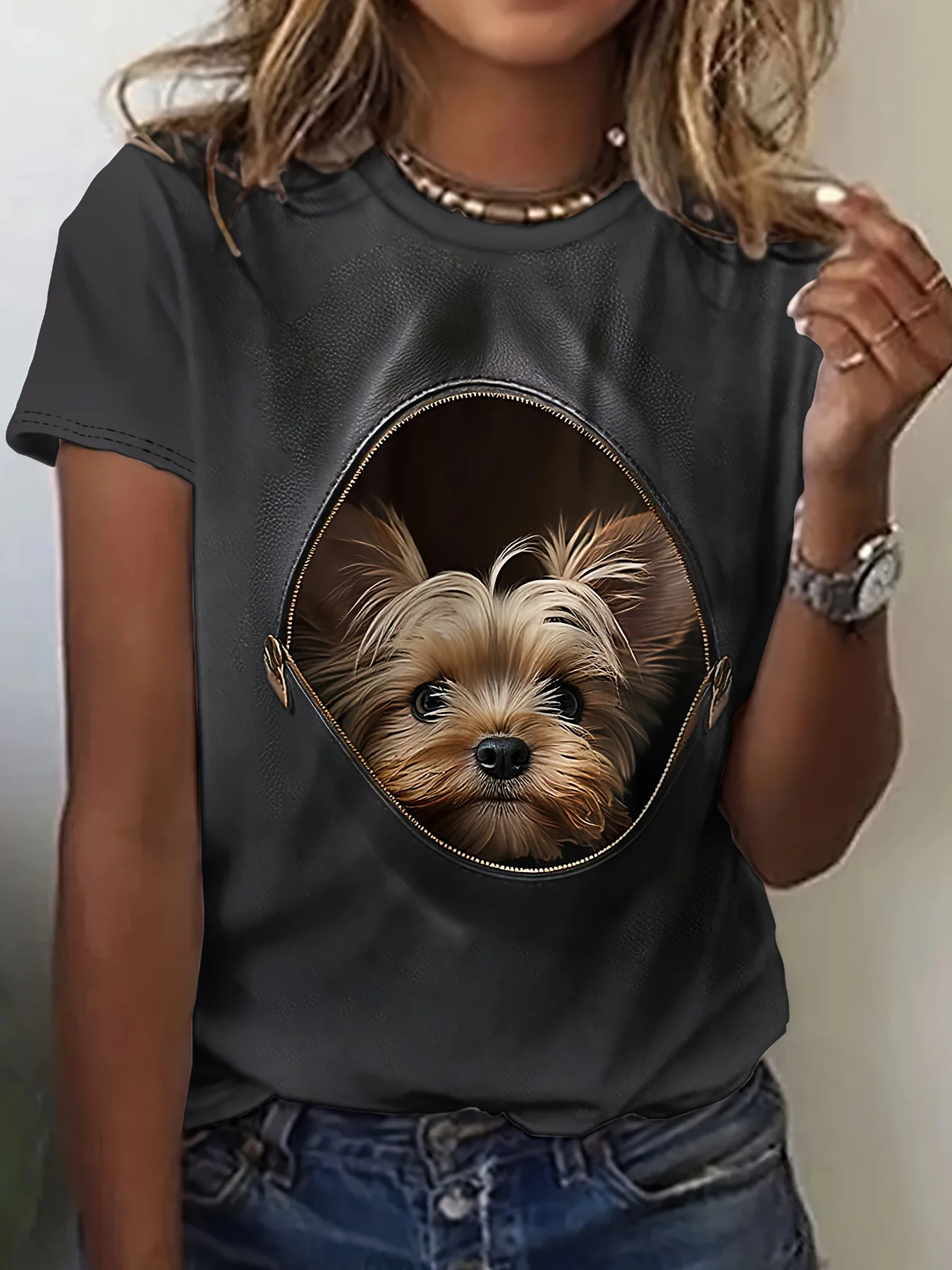 Cartoon Dog Funny Women's T-Shirts Cartoon Characters Cute 3d Print T-Shirt Casual Short Sleeve Top Tee O Neck Female Clothing