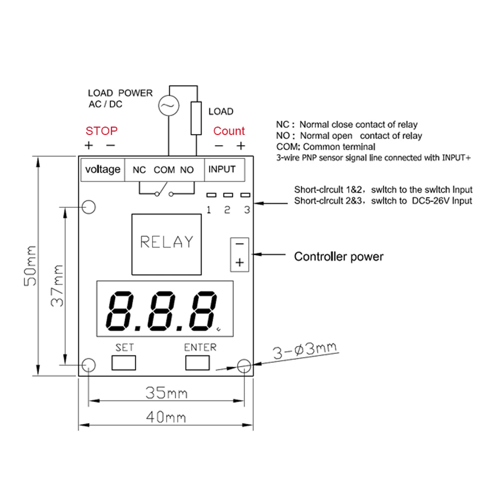 Controller Module 0.1 Seconds~ 999 Minutes Adjustable Automatic Power Failure Saving Function Two Modes 12V Counter Module
