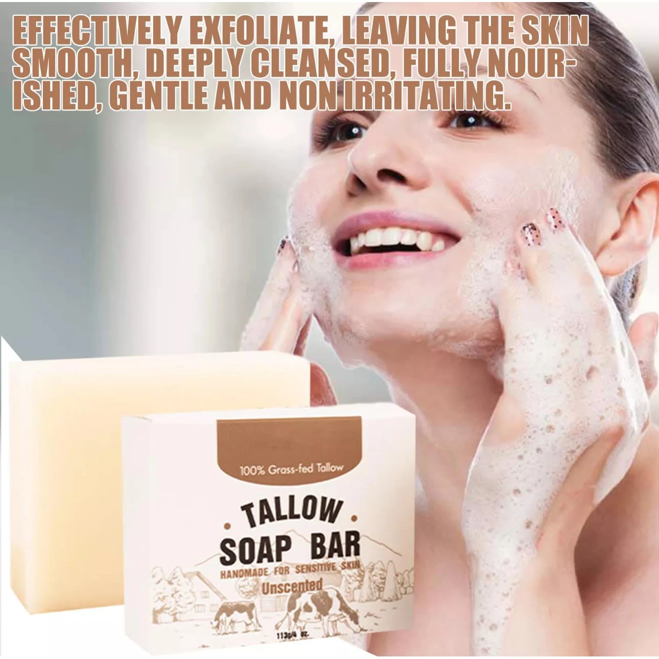 Whitening Milk Soap Bar Facial Body Cleaning Shampoo Beef Fat Soaps Dark Spot Acne Remover Moisturizing Bath Wash Face Skin Care