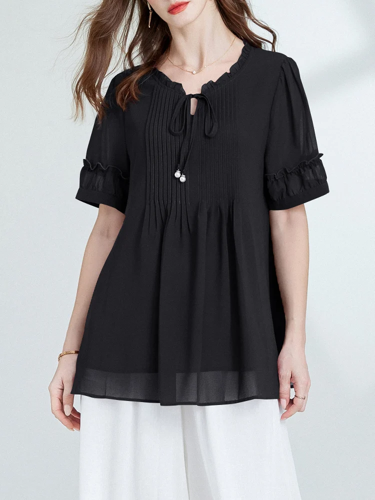 

Высококачественный женский летний новый свободный шифоновый топ больших размеров с эффектом похудения, уличная футболка с эффектом для похудения