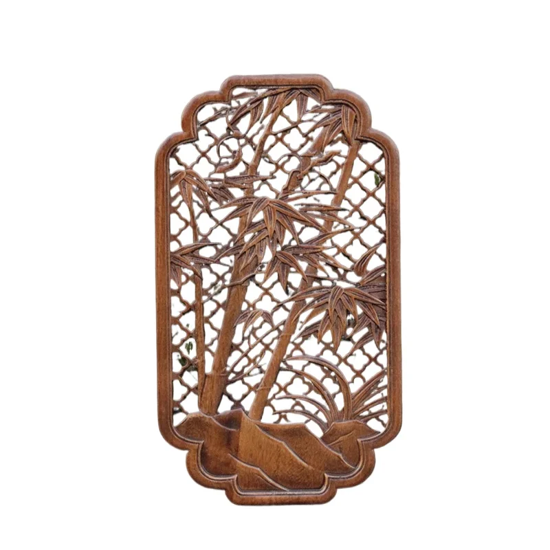 carving flower board camphor wood pendant Chinese living room entrance background wall decorative painting craft wall hanging