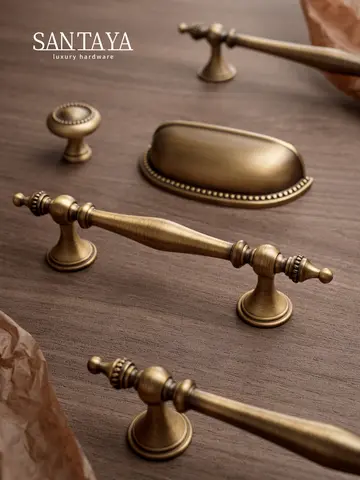 Santaya Bronze Solid Antique Brass Cabinet Handles Wardrobe Pull Cupboard Door Knob Kitchen Cabinet Handles Bronze Pulls