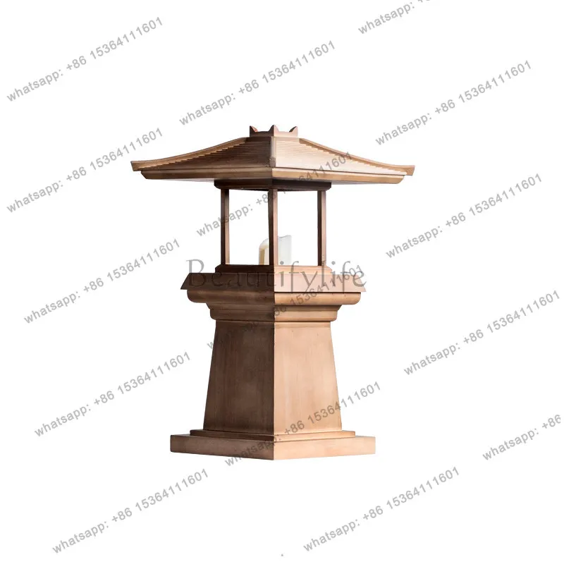 Chinese Zen antique building handmade creative pavilion candlestick ornament