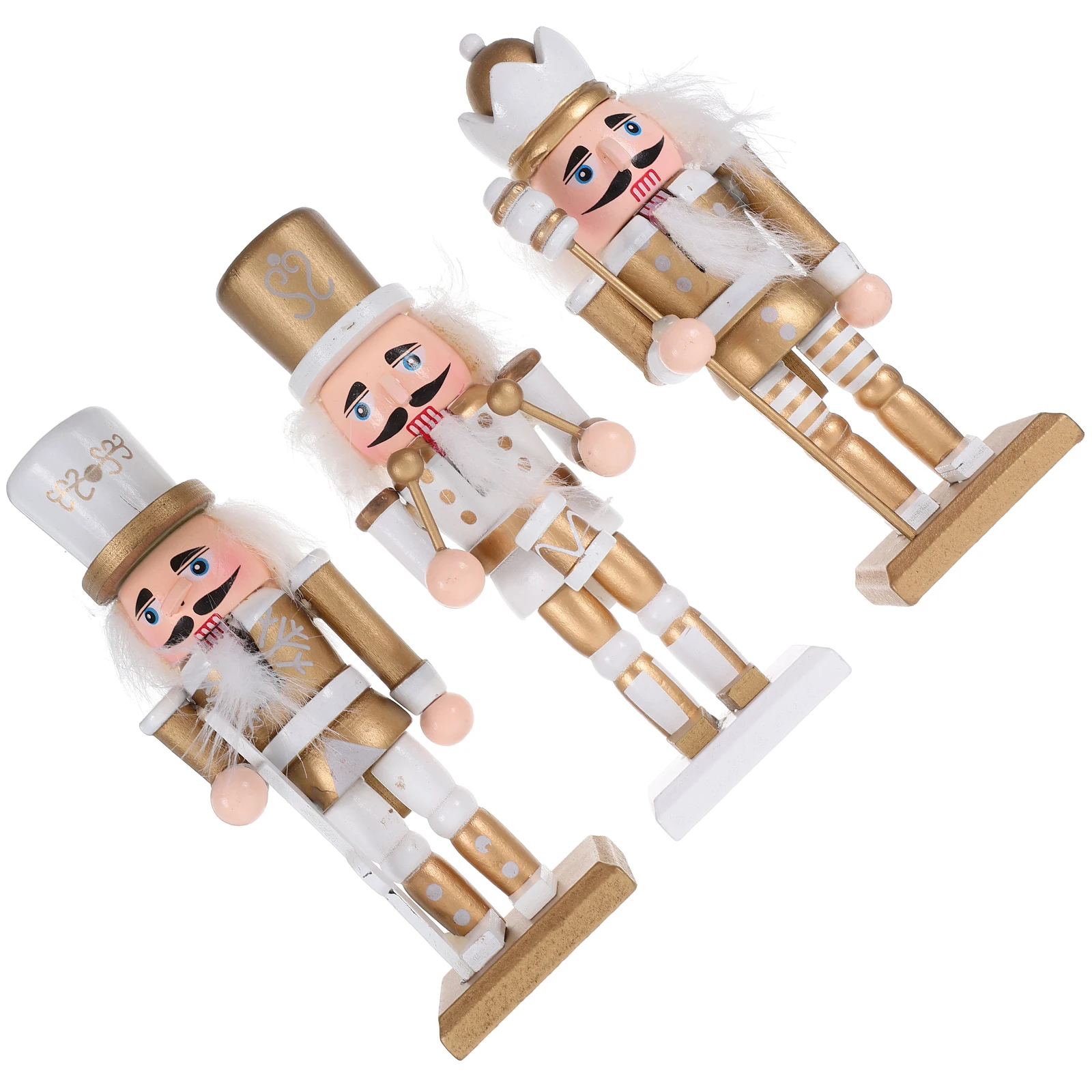 

3pcs Christmas Nutcracker Soldier Decor 15cm Wooden Puppet Ornament Holiday Festival Display Home Miniature Model