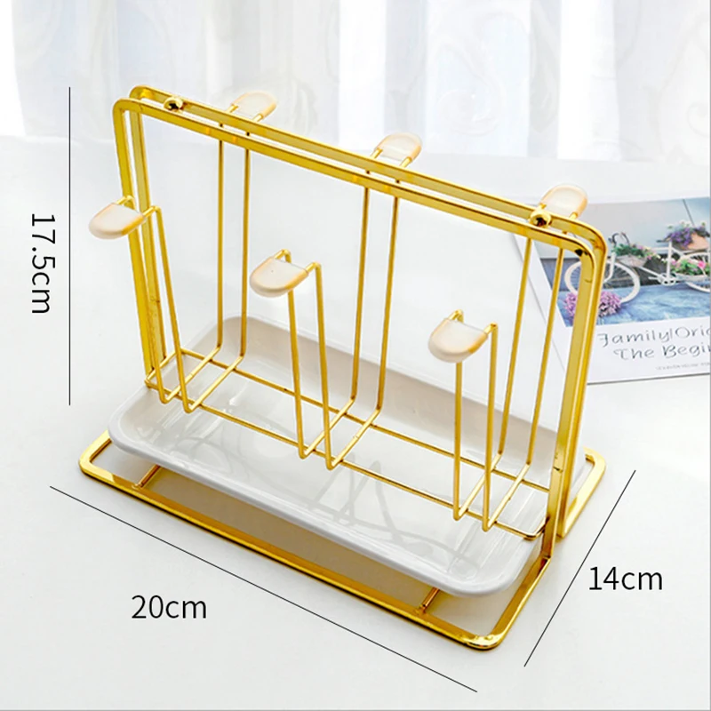 Creative European style glass water cup rack metal cup rack draining light luxury style household cup storage rack