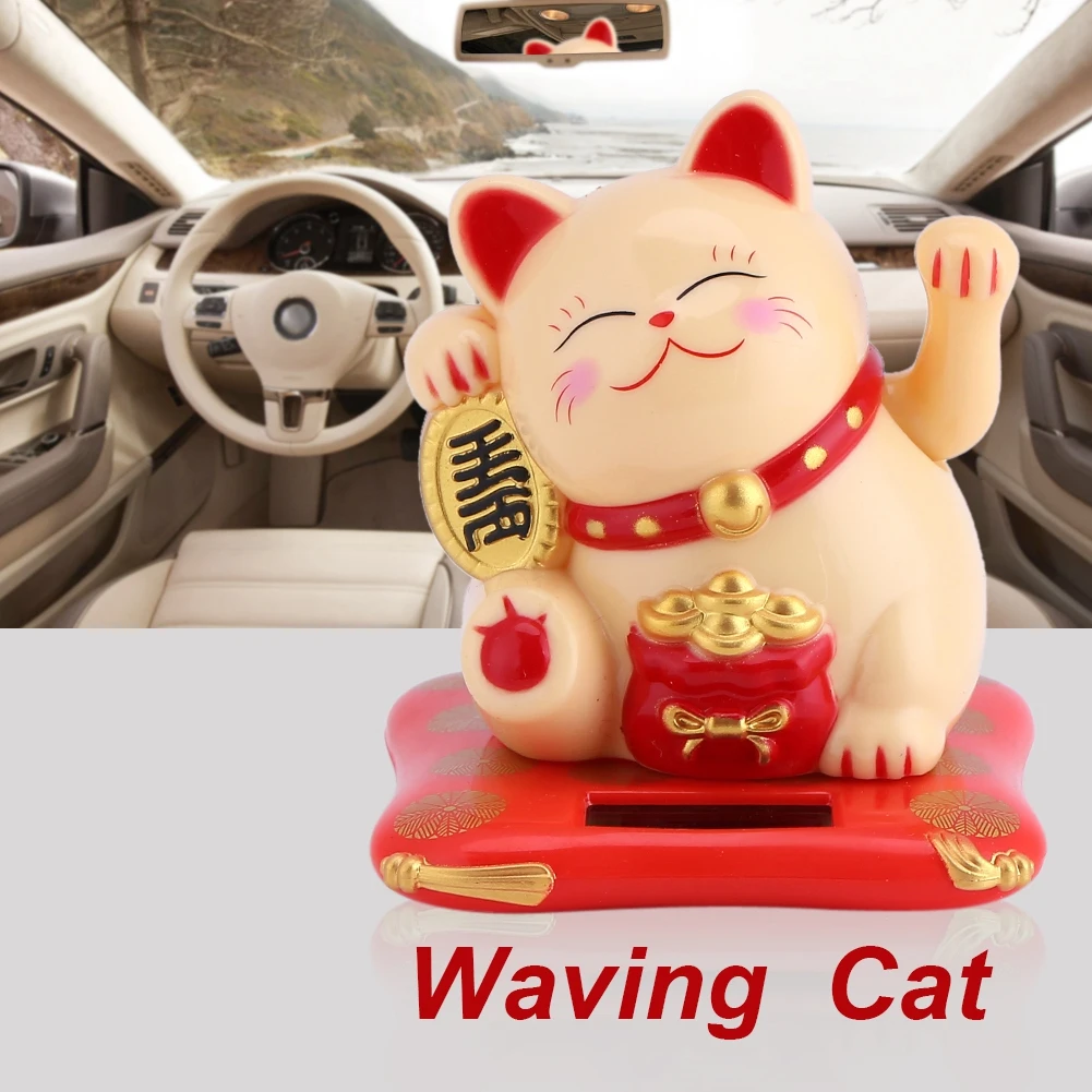 Gato Solar de la suerte que agita, alimentada por energía Solar, lindo gato que agita, buena suerte, riqueza, acogedor, pantalla para el hogar, decoración del coche