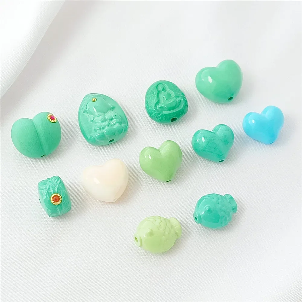 

New Magnesite Heart-shaped Fish Heart-shaped Through-hole Accessories Diy Handcrafted Bracelet Necklace Material Loose Beads