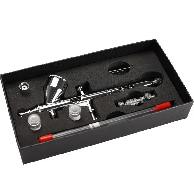 【AB1】Professional Dual Action Airbrush Kit HD-180 3 Nozzle Sizes for Model Car Coloring Graffiti Art Works{H}