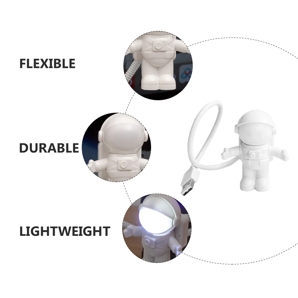 Lampu Malam Astronaut USB Lampu LED Fleksibel untuk Laptop Komputer Membaca di Samping Tempat Tidur Berkemah Luar Ruangan Lampu Astronaut USB