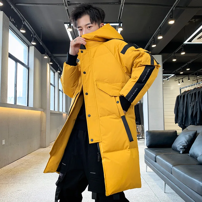 

2025 New Outdoor Men Women Couple Thiened Hooded Mid-Length down Jaet Korean Sle Workwear Belt Winter Clothes