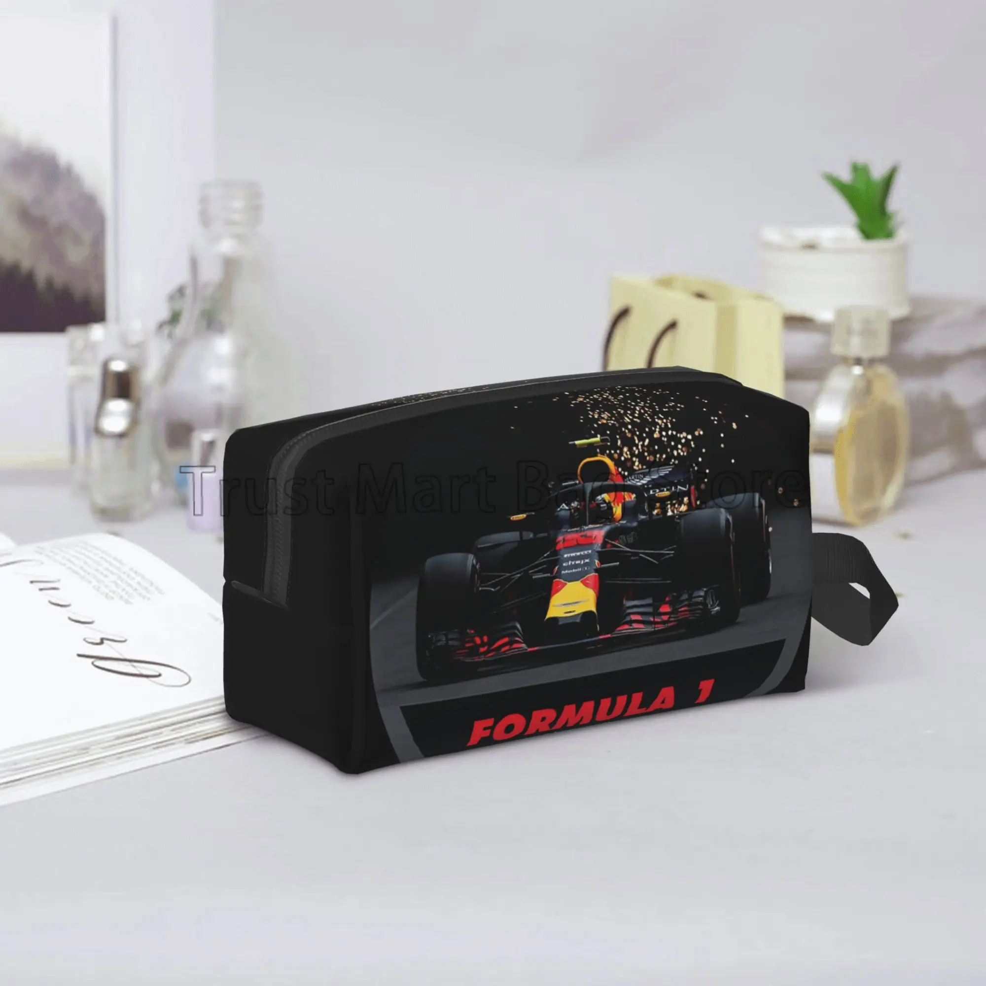 F1 Car Racing Print Cosmetic Bag Unisex Portable Waterproof Large Capacity Travel Makeup Bags Toiletry Organizer Accessories