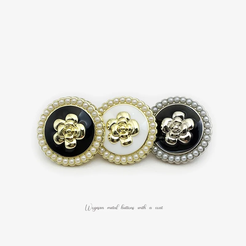 10Pcs Luxury Pearl Buttons, Vintage Metal Pearl Buttons for Women Blazer Coat Trench Sweater Jacket, Clothing Sewing Accessories