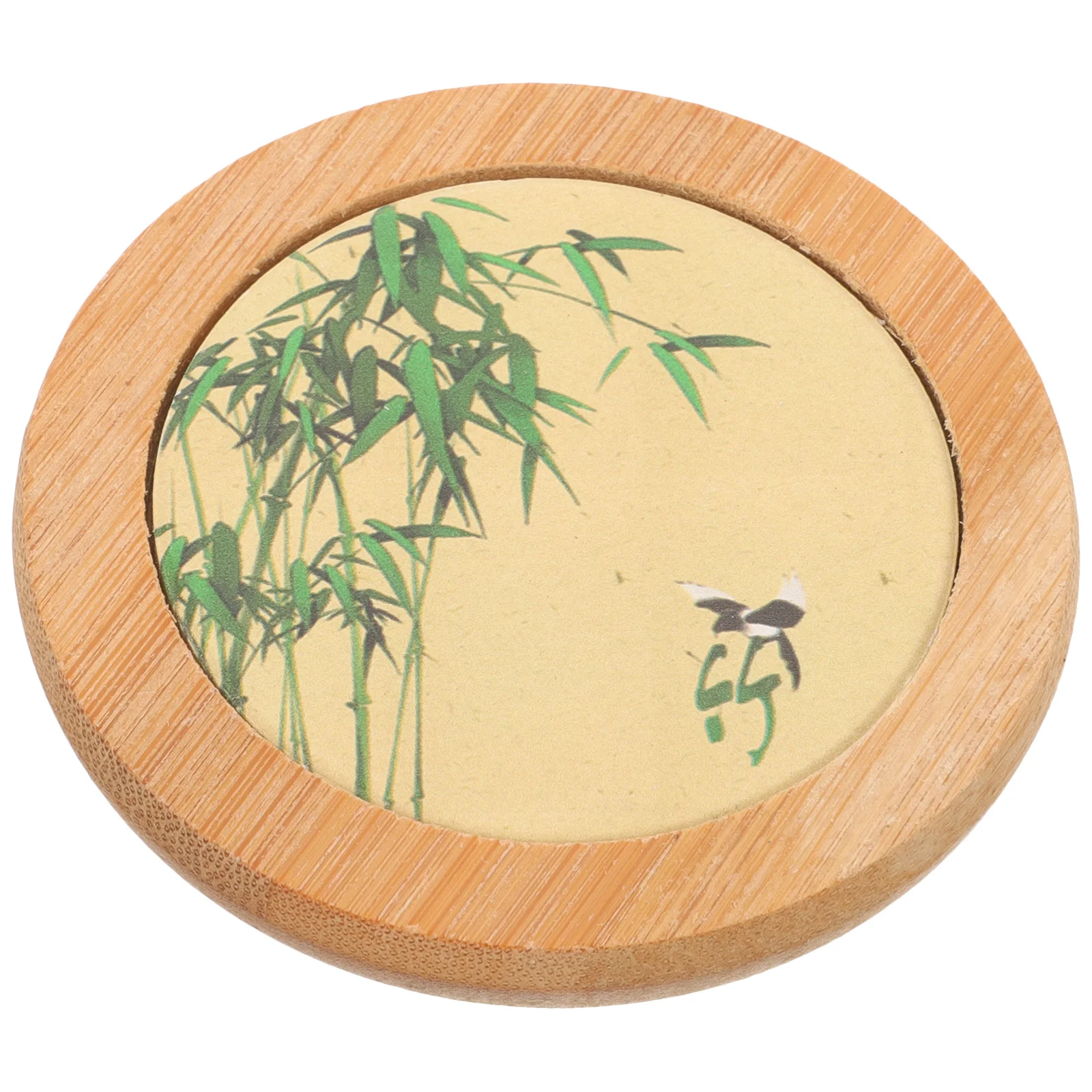 

Bamboo Coaster Ceramic Wood Drink Pad Heat-Resistant Non-Slip Tabletop Protector For Home Party Desktop Use