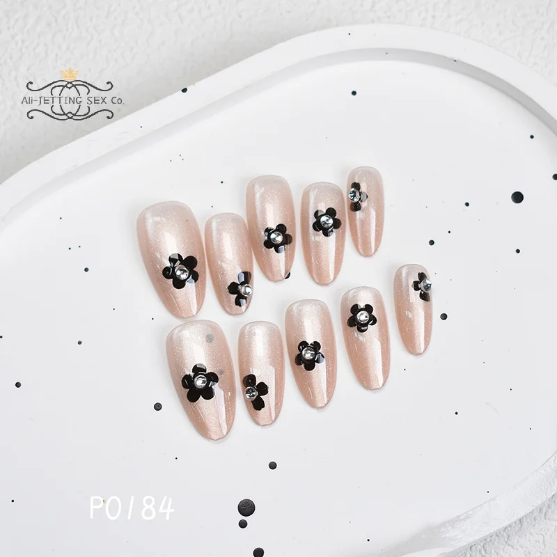 30 pièces faux ongles fleur conception portable faux ongles Simple artificiel presse sur ongles conseils oeil de chat Nail Art