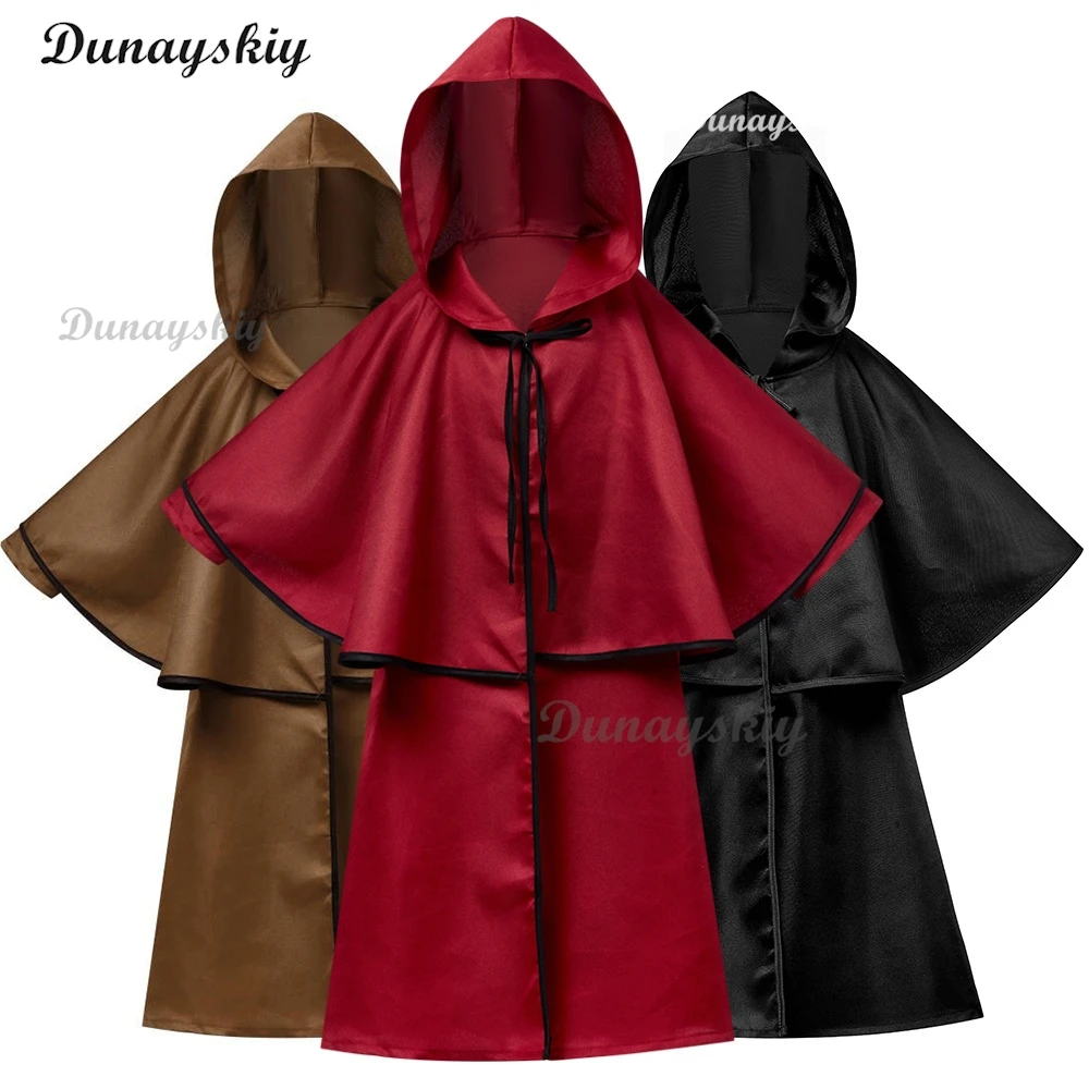 Medieval Ruffled Priest Cape Kid Wizard Cosplay Costume Halloween Vampire Devil Clothes Boy Girl Carnival Party Stage Costumes