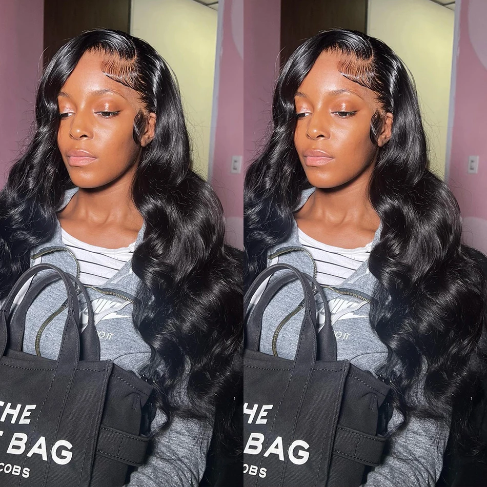 Natural Black Body Wave 13x4 13x6 HD Full Lace Frontal Wig Remy Human Hair Pre Plucked Wig for Women Lace Front Wig