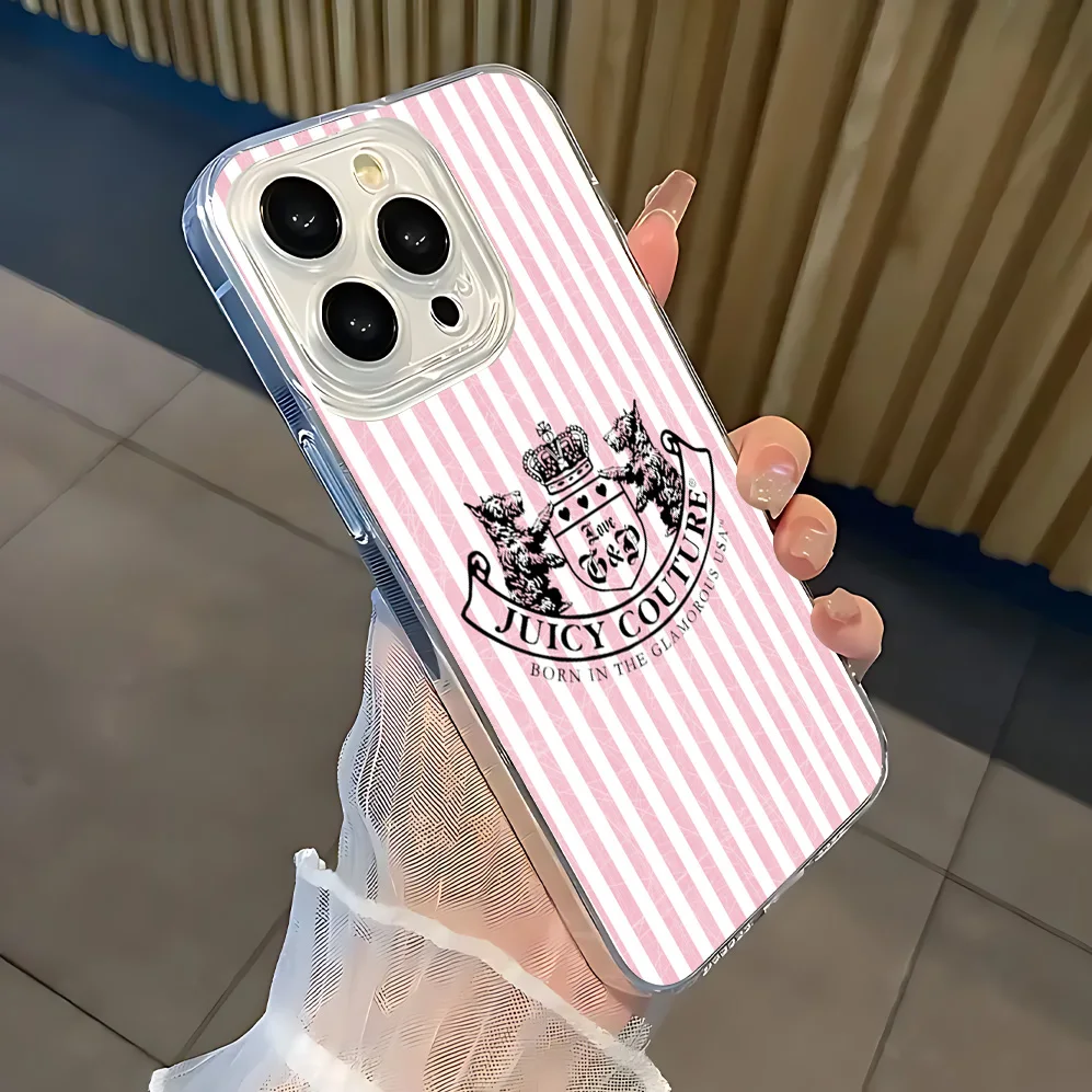Funda de teléfono rosa j-juicy c-cuture para Samsung Galaxy S25 S24 S23 S22 S21 S20 FE Note20 Note10 Edge Plus Ultra Lite 5G transparente