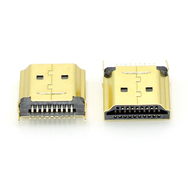 5/10 szt. Złącze HDMI męskie, wtyk 19-pinowy, pozłacane, 2 rzędy pinów, rozstaw 1,6 mm, do gniazda sprzętu HD