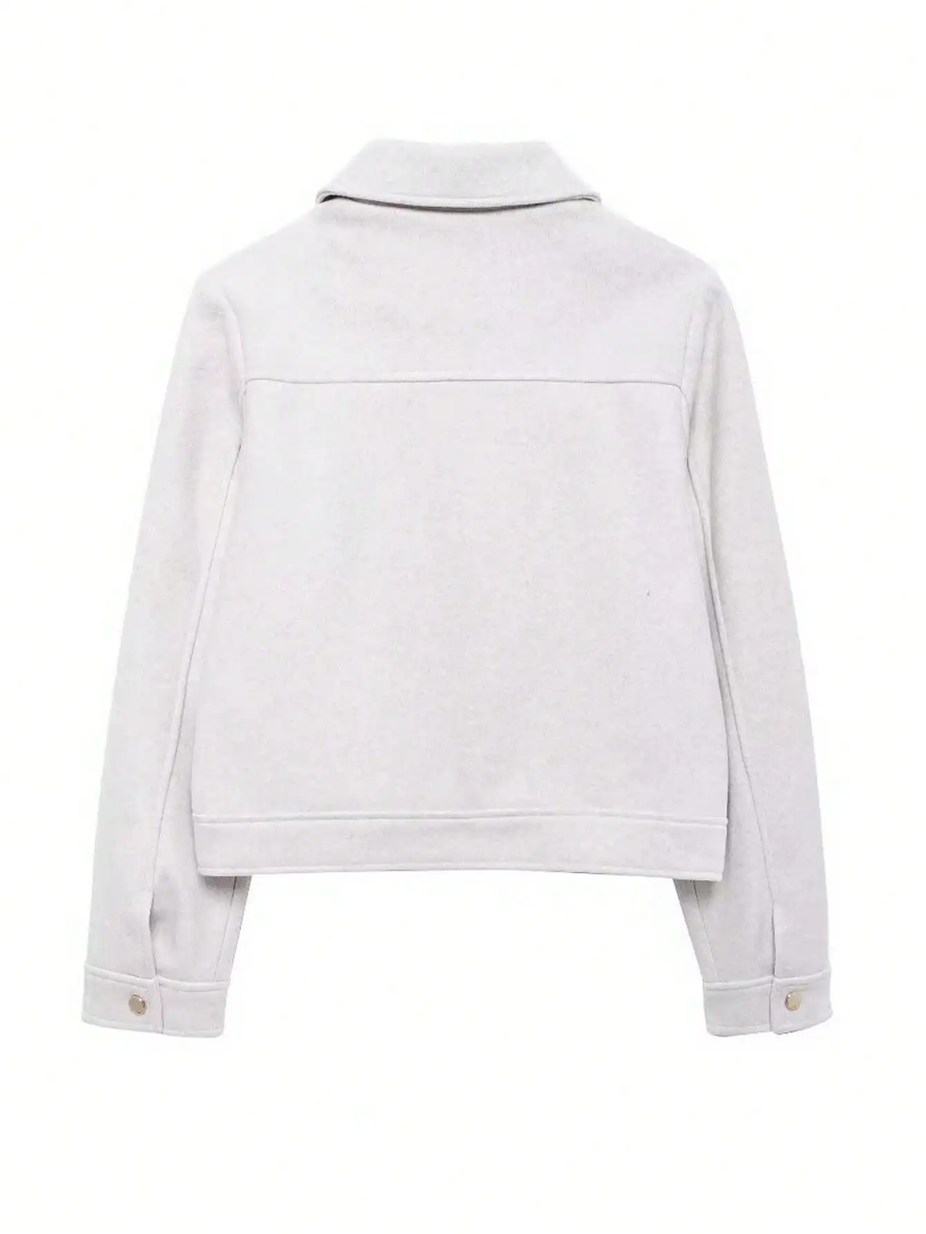 HH Minimalistischer Damen-Mantel mit Langen Ärmeln und Taschen Lässige Mode Büro-Oberbekleidung Elegante Party- und Urlaubsjacke mit Reißverschluss – Detail 3