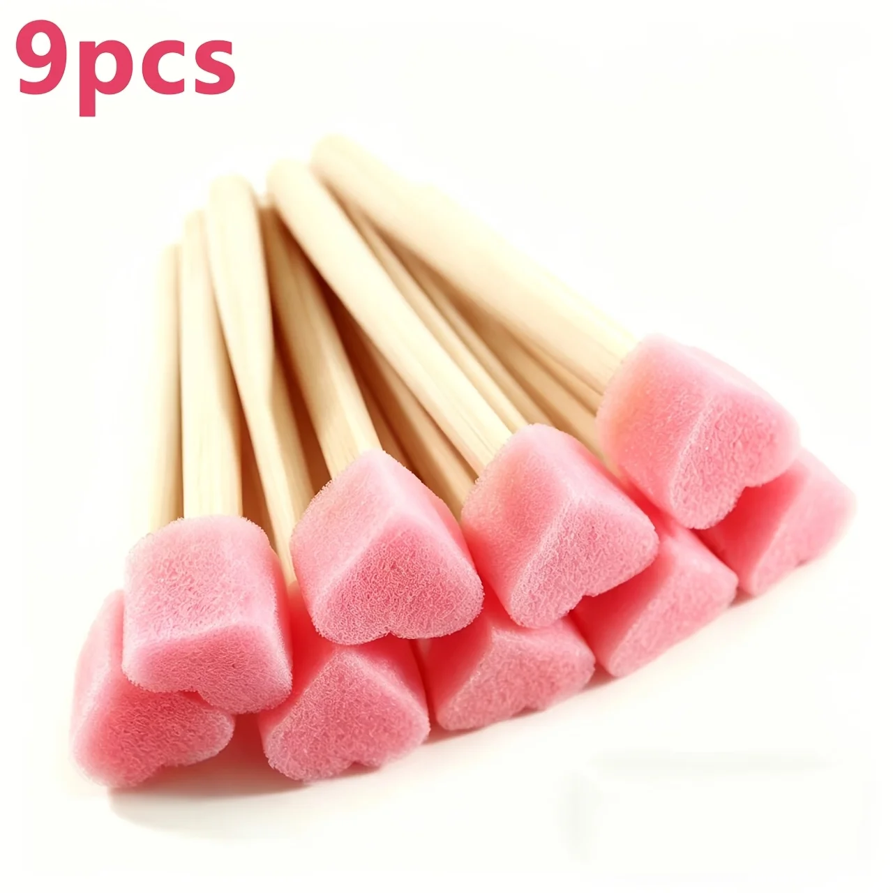 9/15/31pcs Heart shaped pink mushroom head sponge with handle for professional drawing, used for hand painting