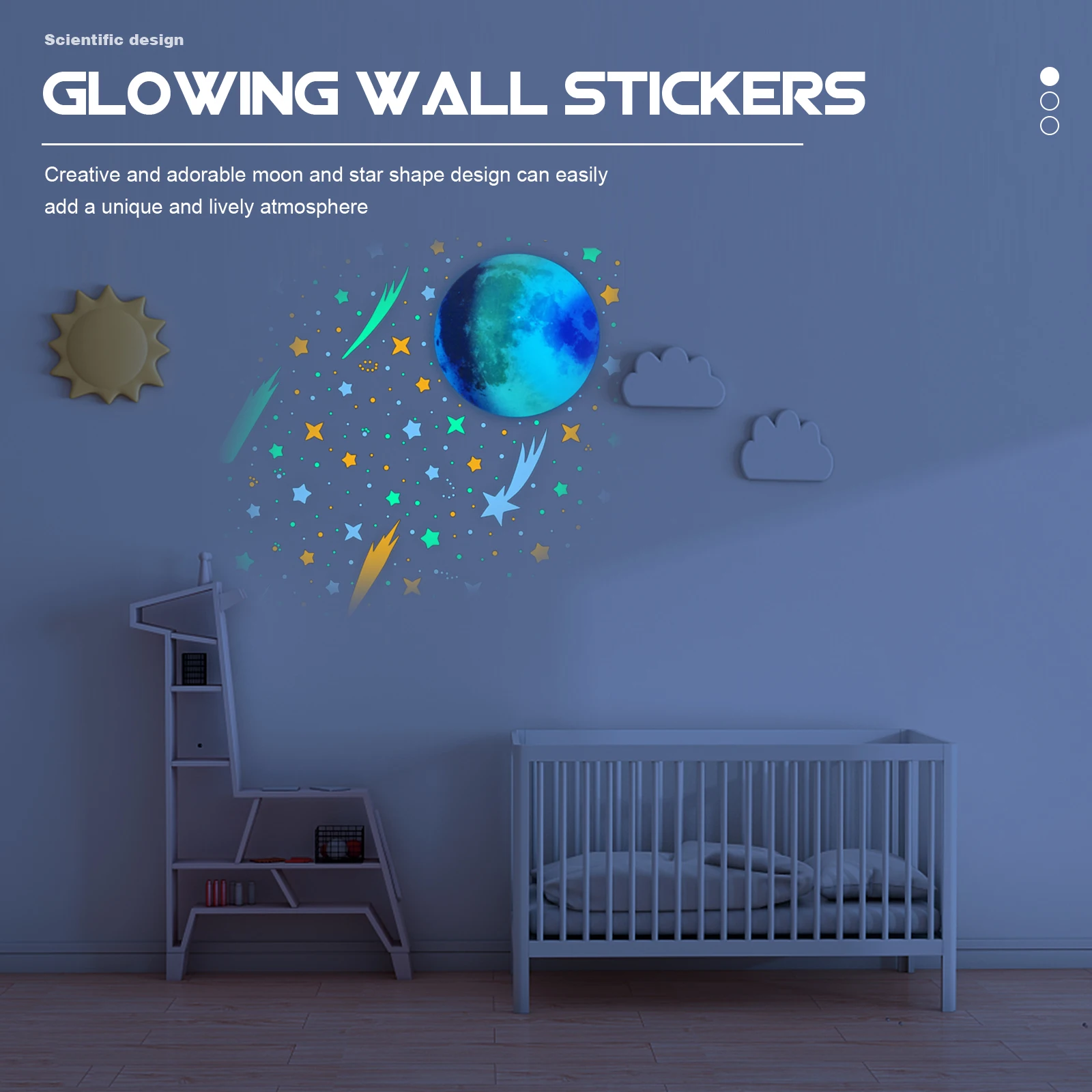 

1 set Glow in Dark Stickers Night Moon Star Decals Kids Room Wall Decor Ceiling Wallpaper DIY Safety Adhesive Gift