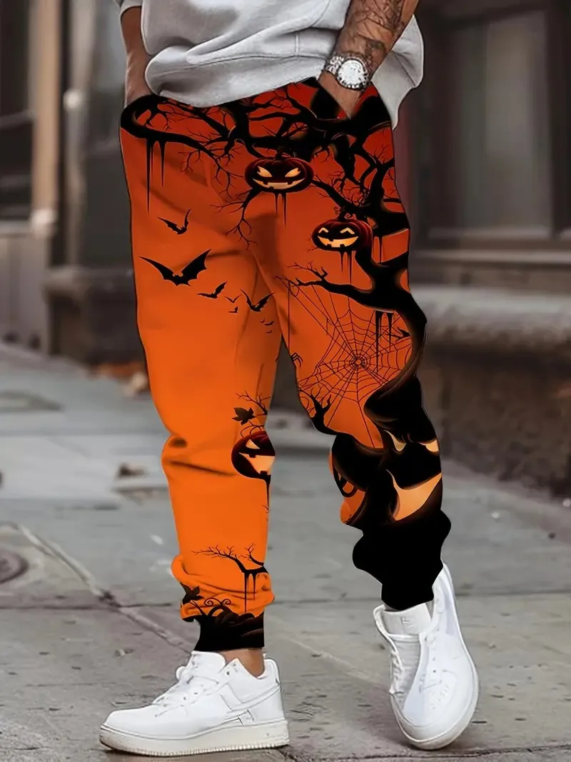

The new men's trousers for Spring and Autumn 2025 feature a casual fashionable and comfortable 3D pumpkin pattern print