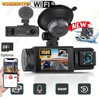 Cámara de salpicadero WIFI de 3 lentes, grabadora de vídeo de 1080P, DVR para coche, 2Len, opciones frontales, cámara de visión trasera, accesorios de visión nocturna para coche