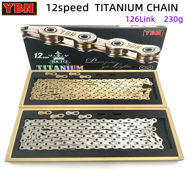 YBN 12 speed Bike Titanium Chain 126 Links 230g MTB road bike chain  compatible with SRAM SHIMANO Campagnolo Titanium coating