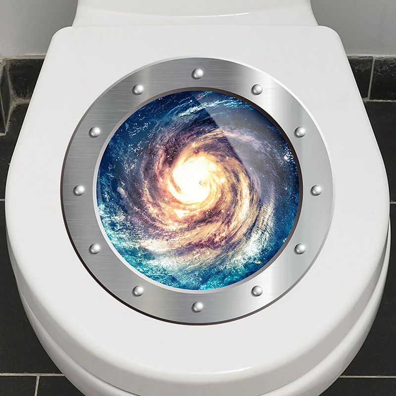 Universe Outer Space Toilet Stickers Window Wall Stickers Refrigerator Bathroom Home Decoration Mural Art Galaxy Decals