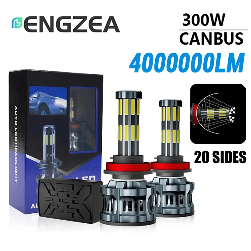 ENGZEA-Lumière de voiture 3D 360 300W sous 000LM 20 côtés H8 H3 H7 H9 9006/HB4 9005/HB3 H4 H11 H1 H13, ampoule de sauna LED 12V 24V