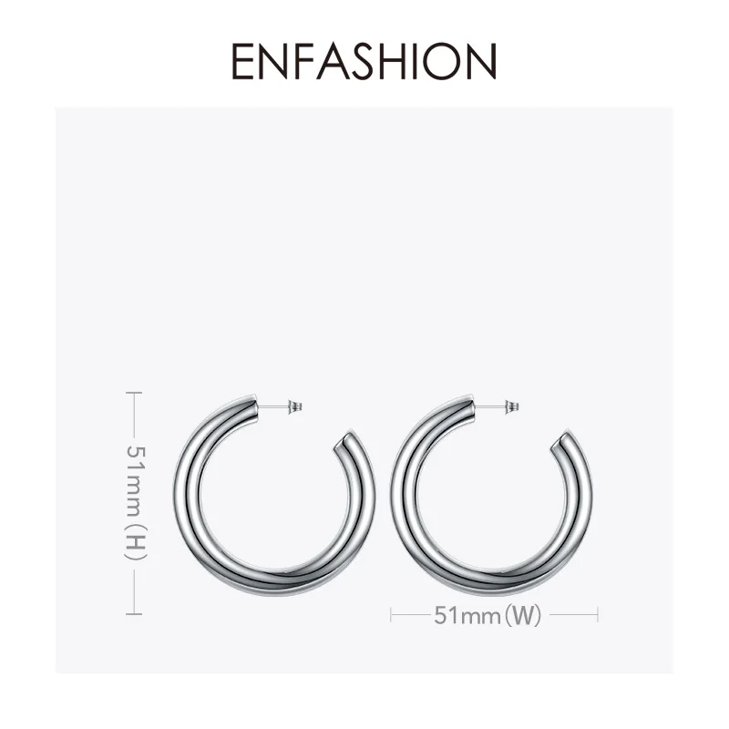 ENFASHION Thick-tube Hoop Earrings For Women Stainless Steel Rock Hiphop Hollow Circle Hoops Earings 2020 Fashion Jewelry E1172