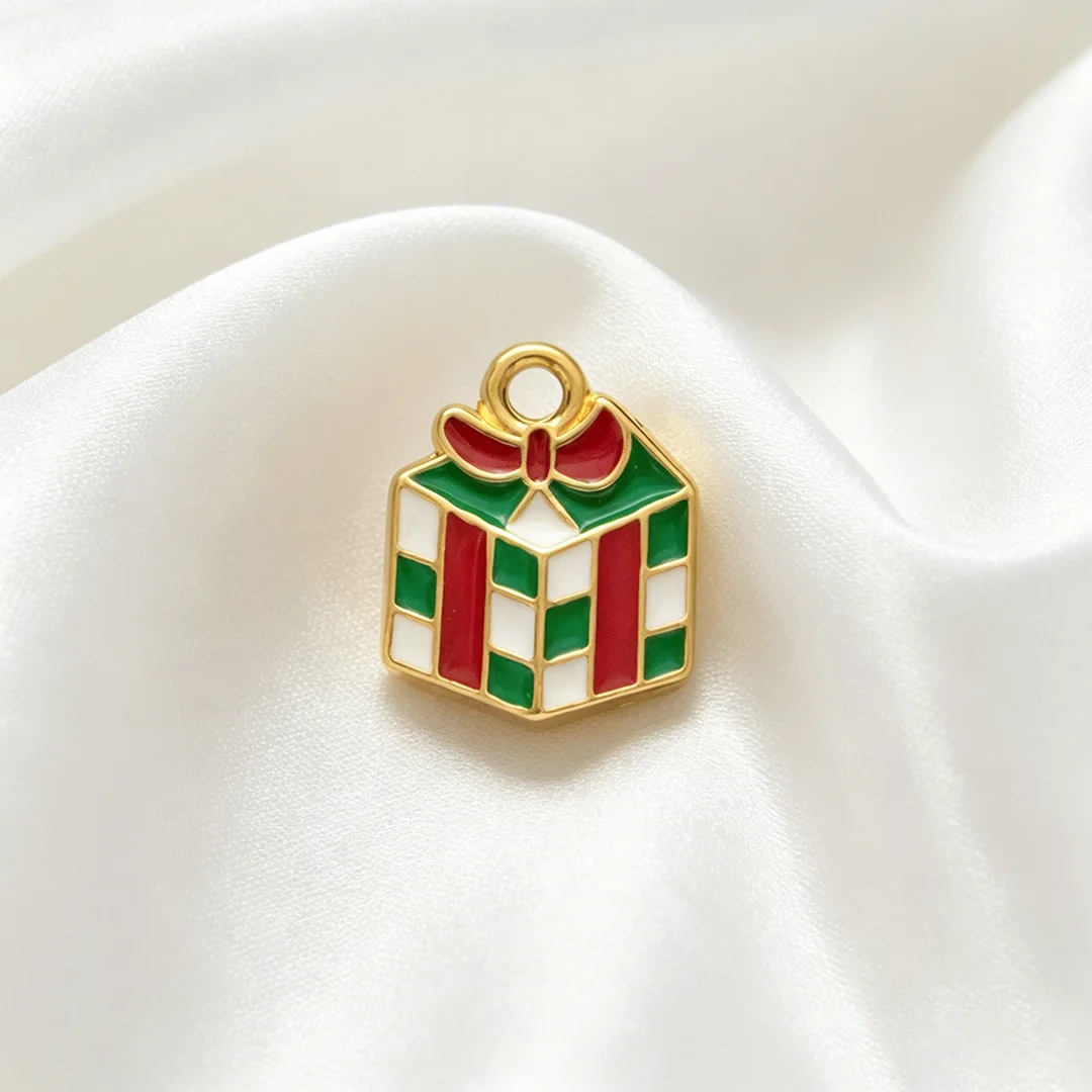 2 Stück Edelstahl Weihnachts-Emaille-Handschuh Weihnachtsmann Anhänger Charms für DIY Armbänder Halsketten Schmuckherstellung Zubehör – Detail 5