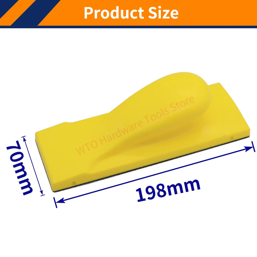 1PC 70 x 198mm Rectangle Hand Grinding Block Hook and Loop Hand Sanding Pad for Hook and Loop Abrasives Sandpaper Sanding Discs